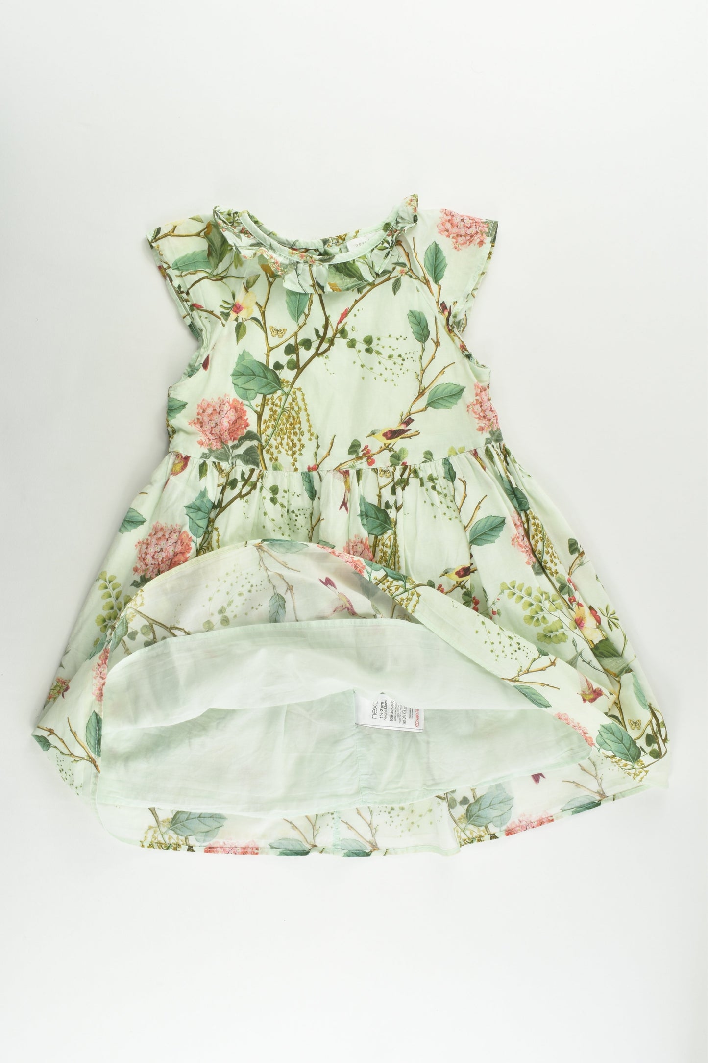 Next (UK) Size 2 (92 cm) Birds and Plants Lined Dress and Matching Bloomers