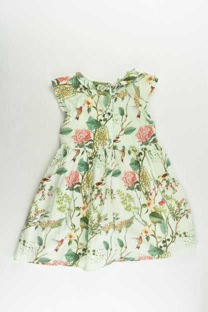 Next (UK) Size 2 (92 cm) Birds and Plants Lined Dress and Matching Bloomers