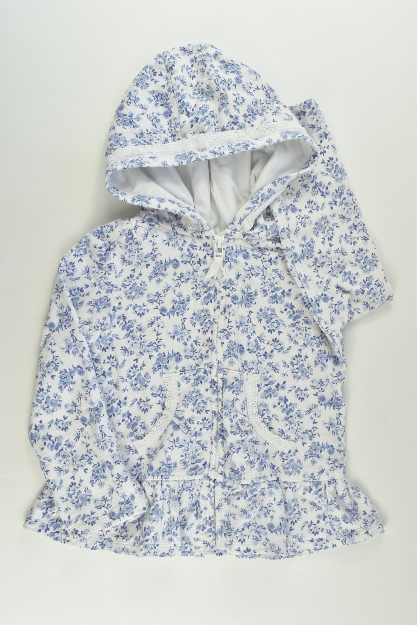 Next (UK) Size 4-5 (110 cm) Floral Hooded Jumper with Lace Details