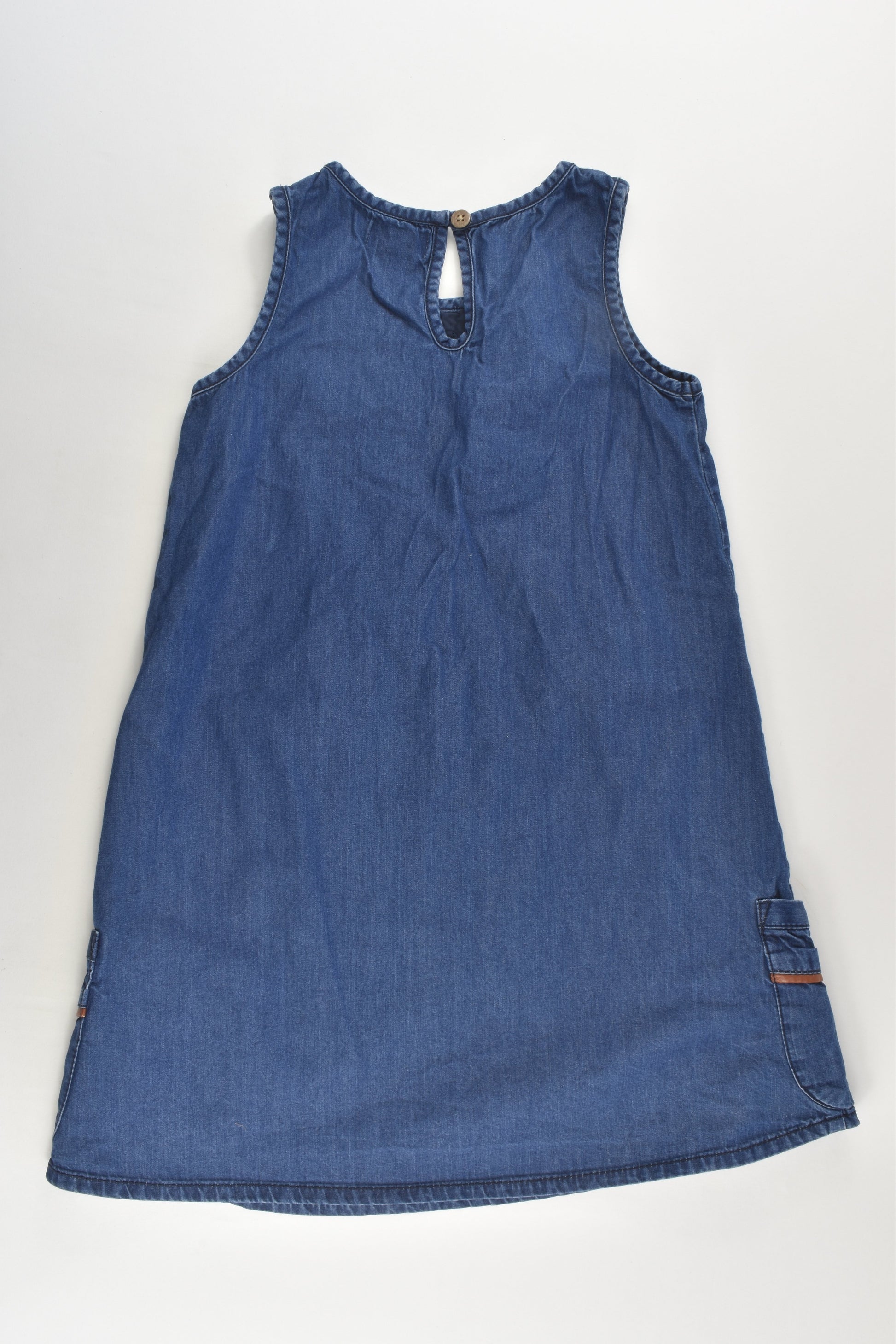 Next (UK) Size 4-5 (110 cm) Lightweight Denim Dress with Lace Detail