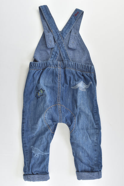 Next (UK) Size 6-9 months (0) Lined Dinosaur Soft Denim Overalls