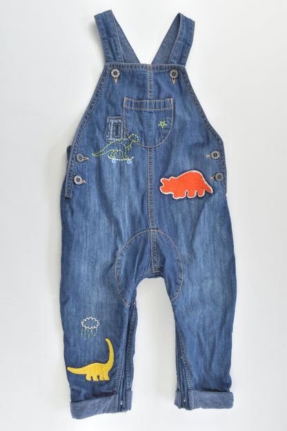 Next (UK) Size 6-9 months (0) Lined Dinosaur Soft Denim Overalls