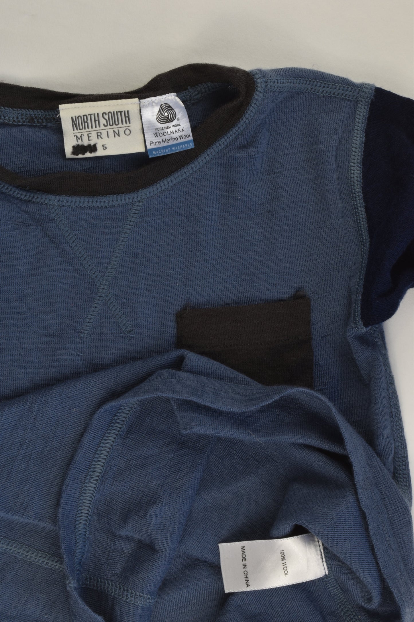 North South Size 5 Blue Merino Top
