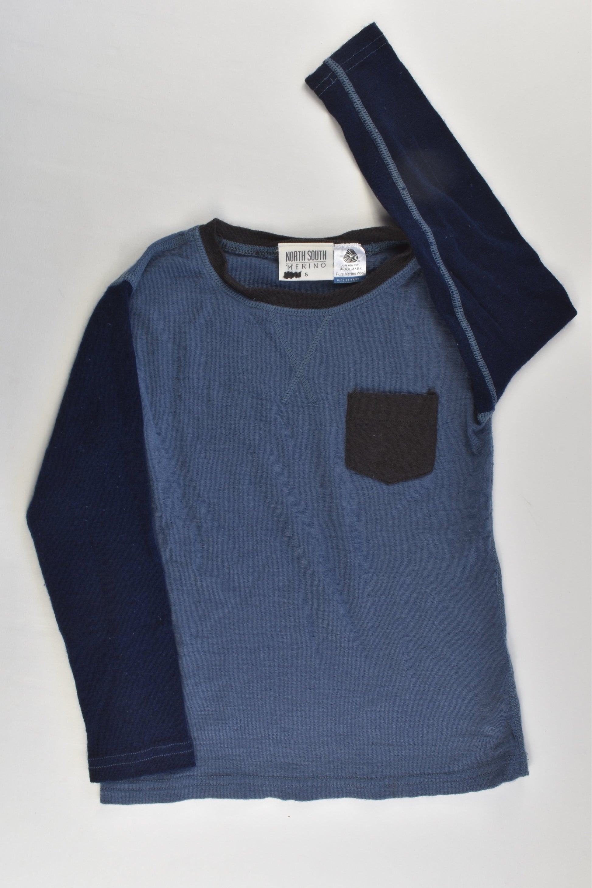 North South Size 5 Blue Merino Top