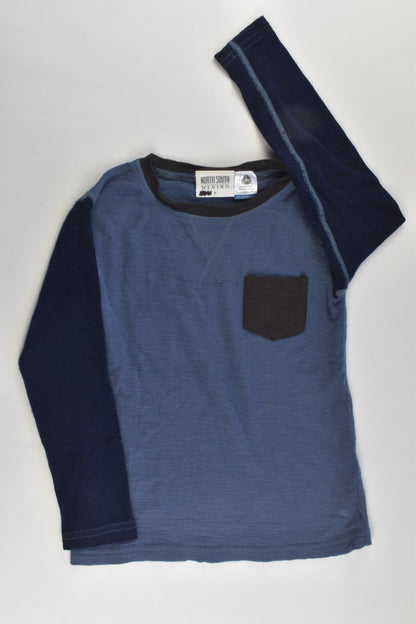 North South Size 5 Blue Merino Top