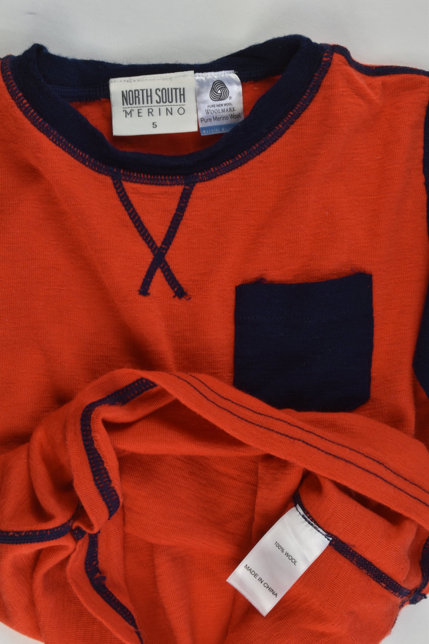 North South Size 5 Orange Merino Top