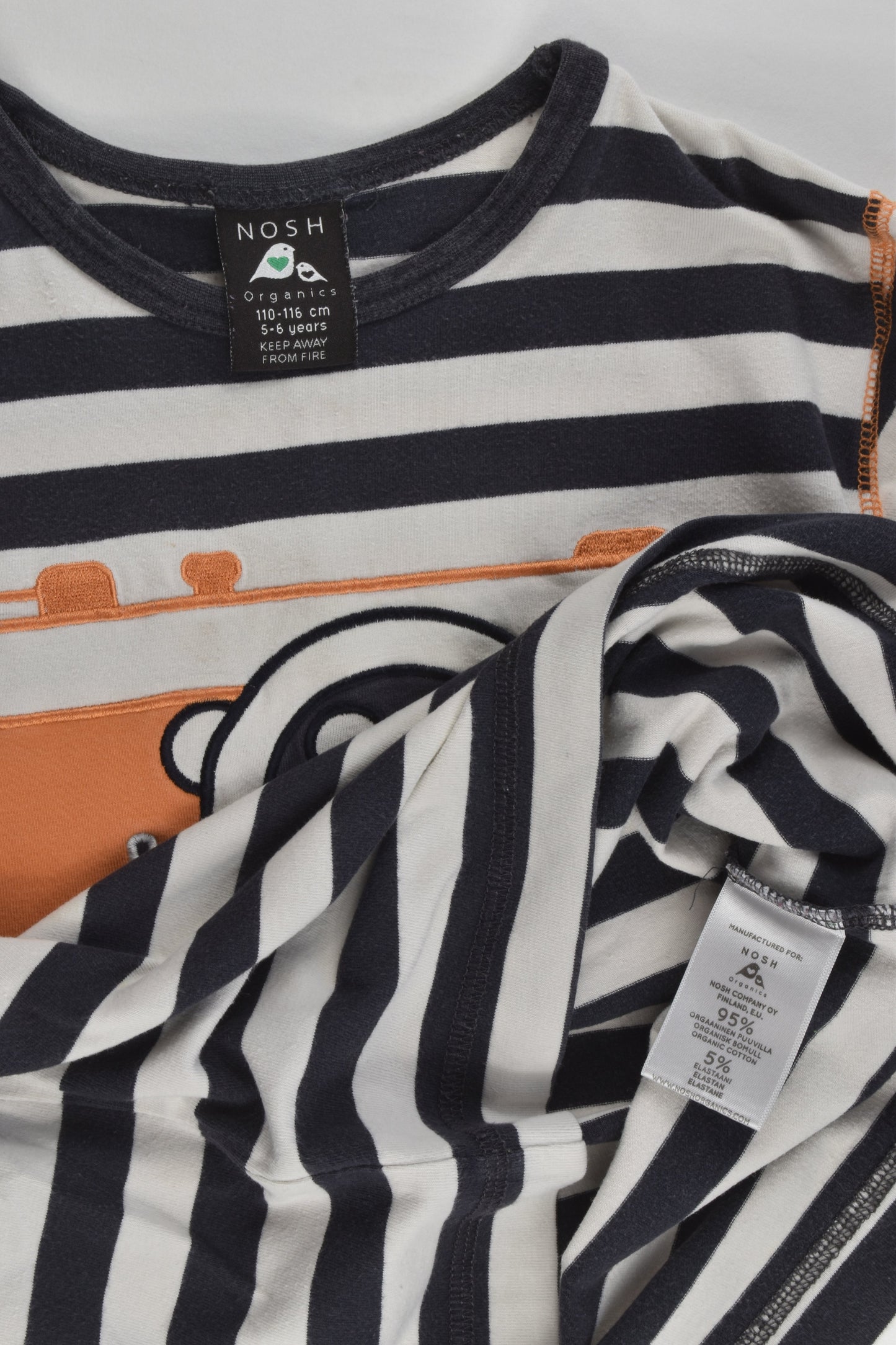 Nosh Organics Size 5-6 (110/116 cm) Striped Camera Top