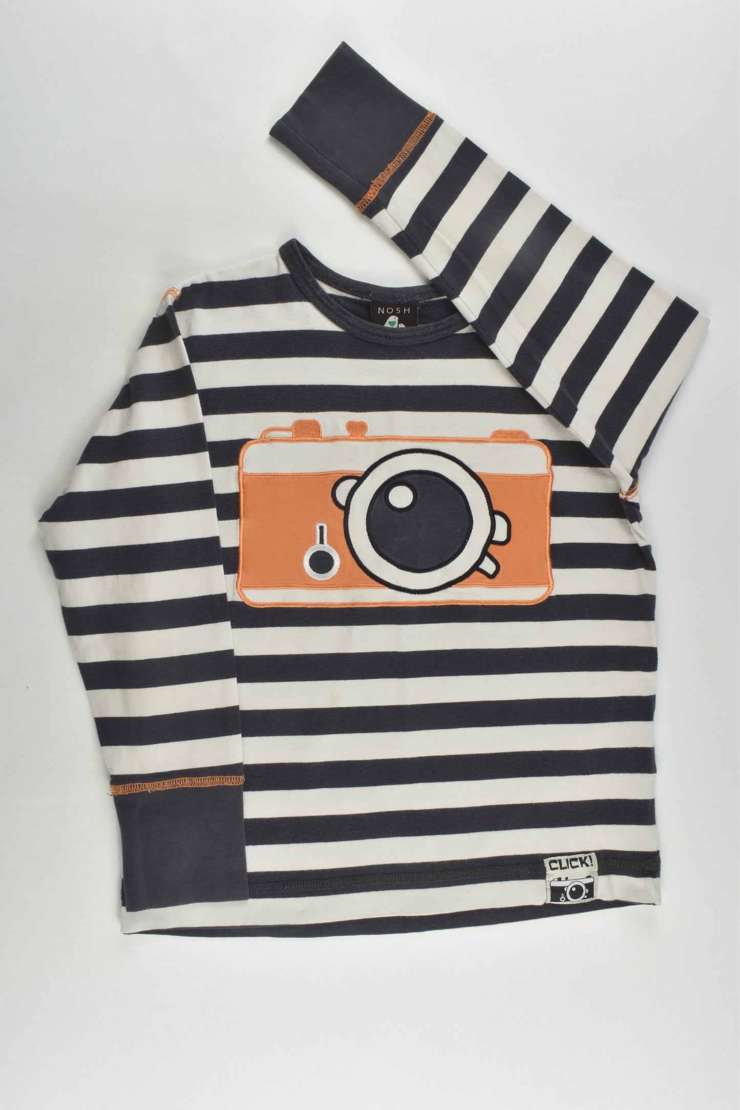 Nosh Organics Size 5-6 (110/116 cm) Striped Camera Top