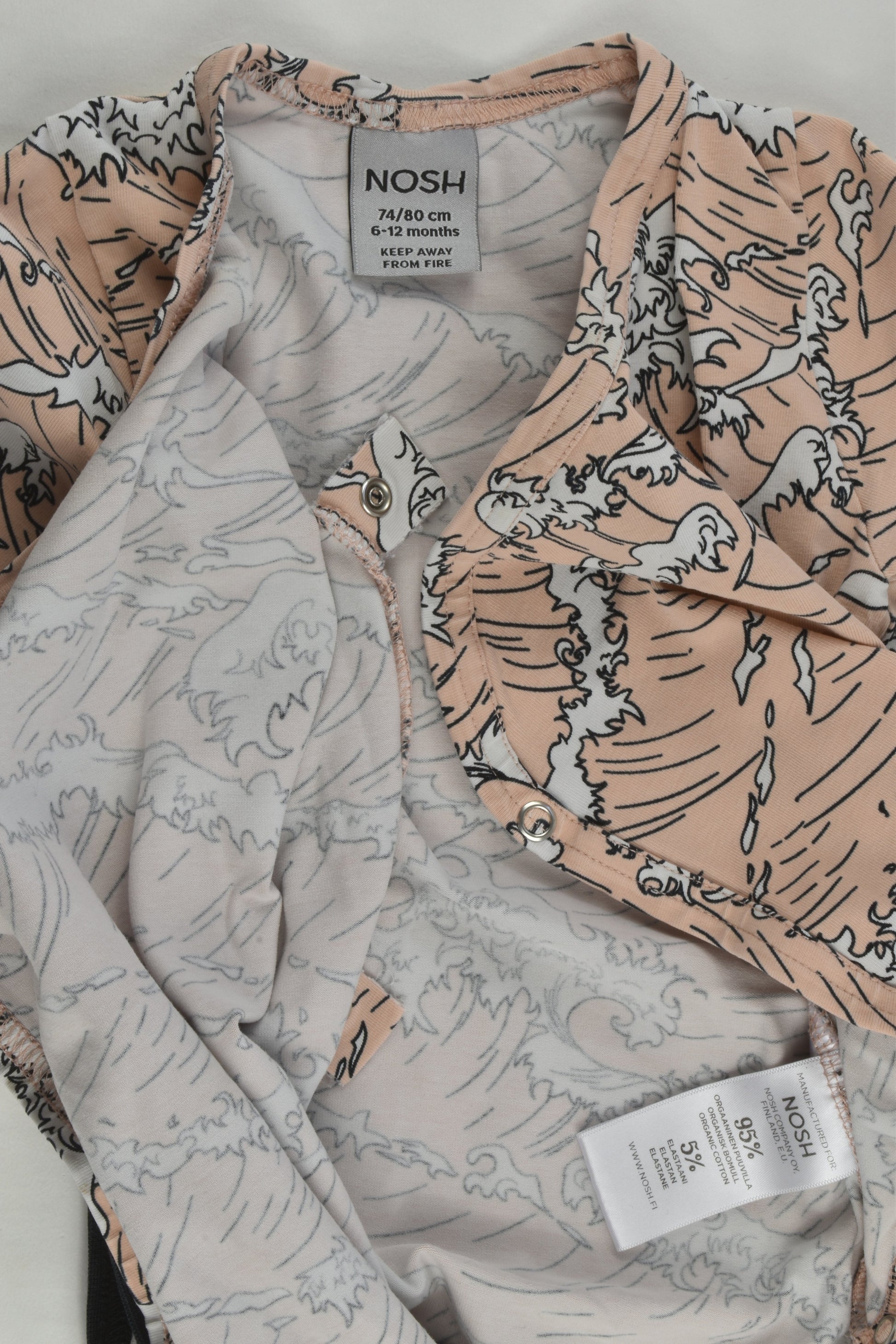 Nosh Size 0-1 (74/80 cm) Waves Wrap Bodysuit
