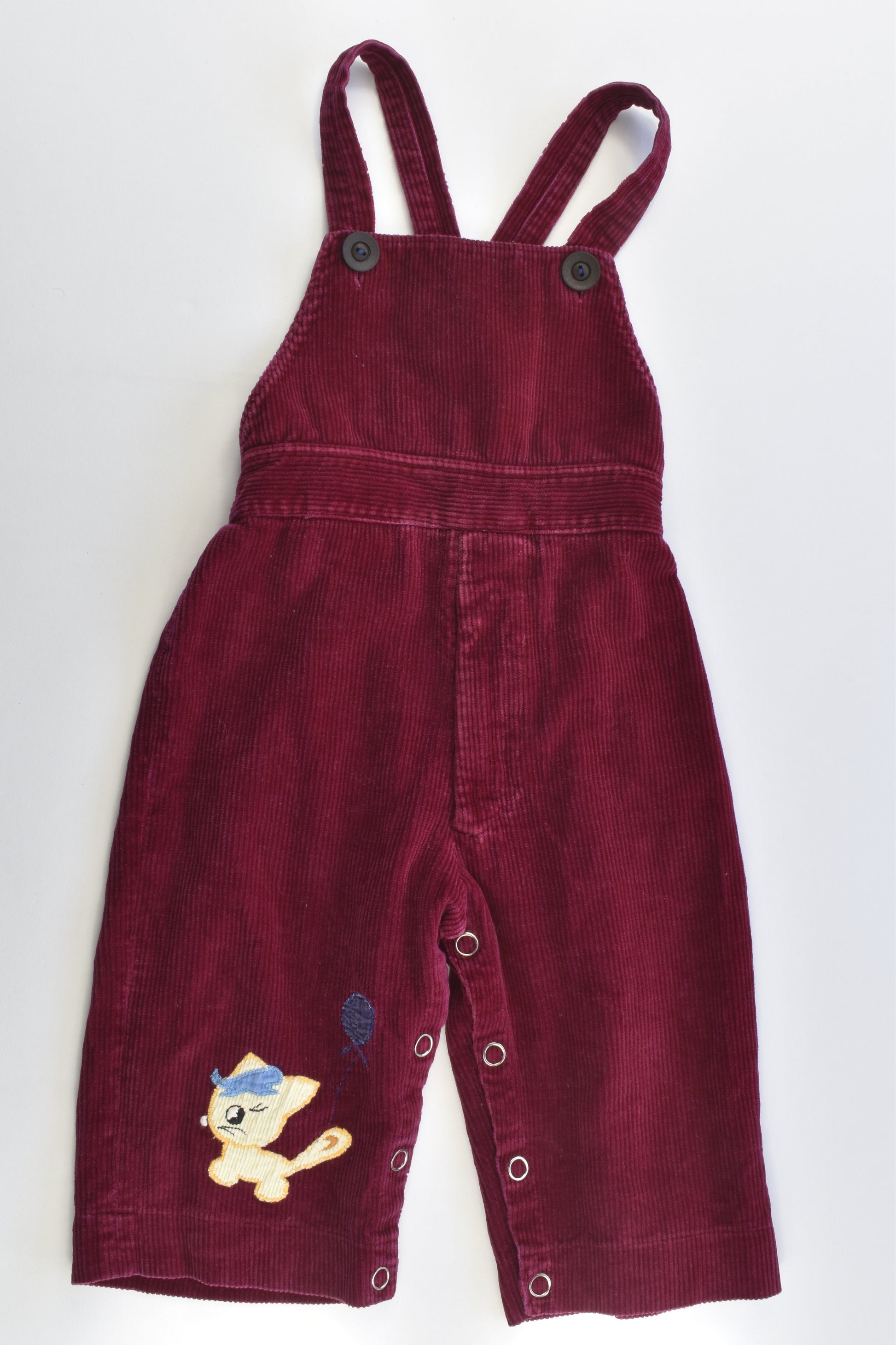 Nursery Land Size 0 Vintage Kitty and Balloon Cord Overalls