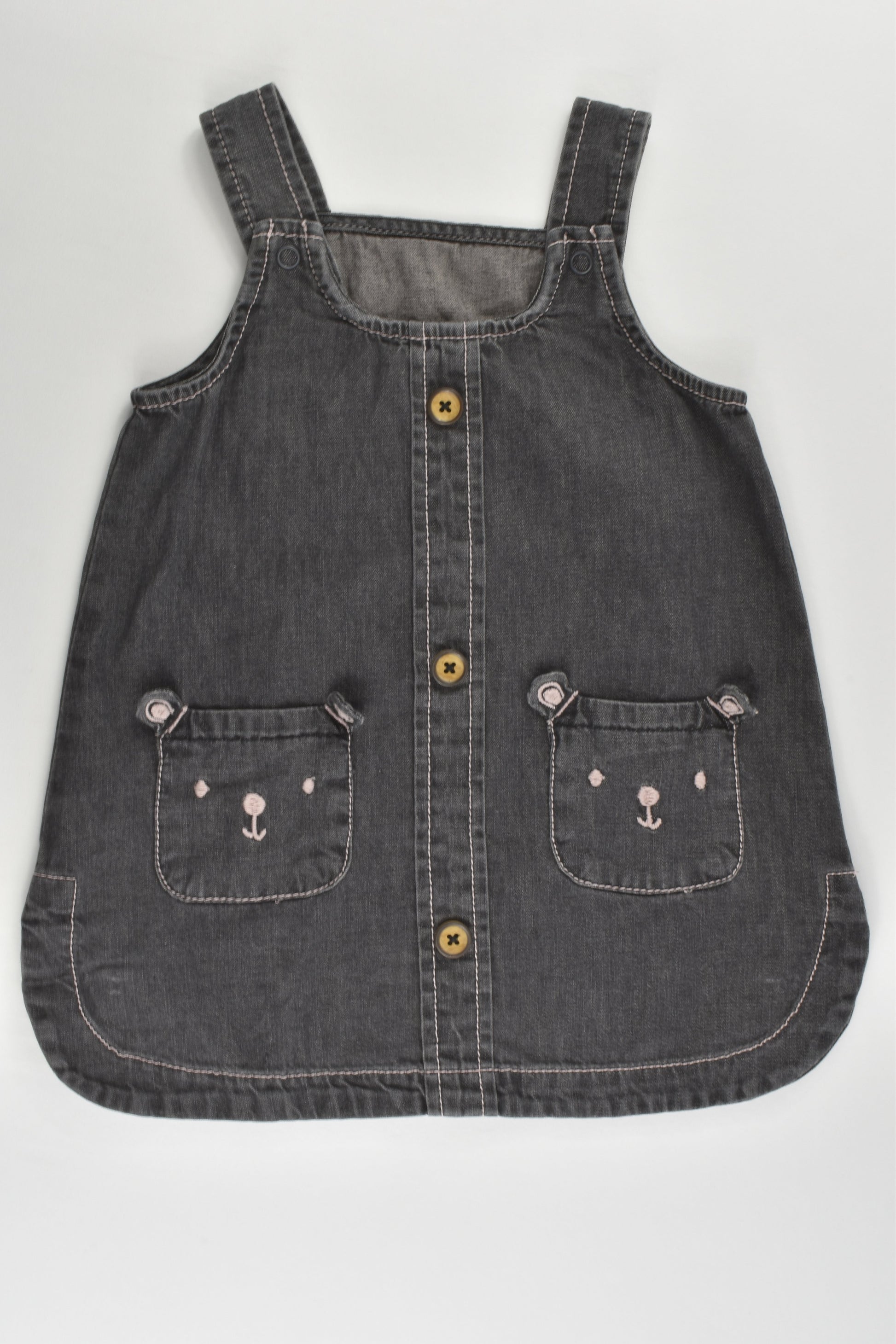 Nutmeg Size 0 (9-12 months, 80 cm) Lightweight Teddy Pockets Denim Dress