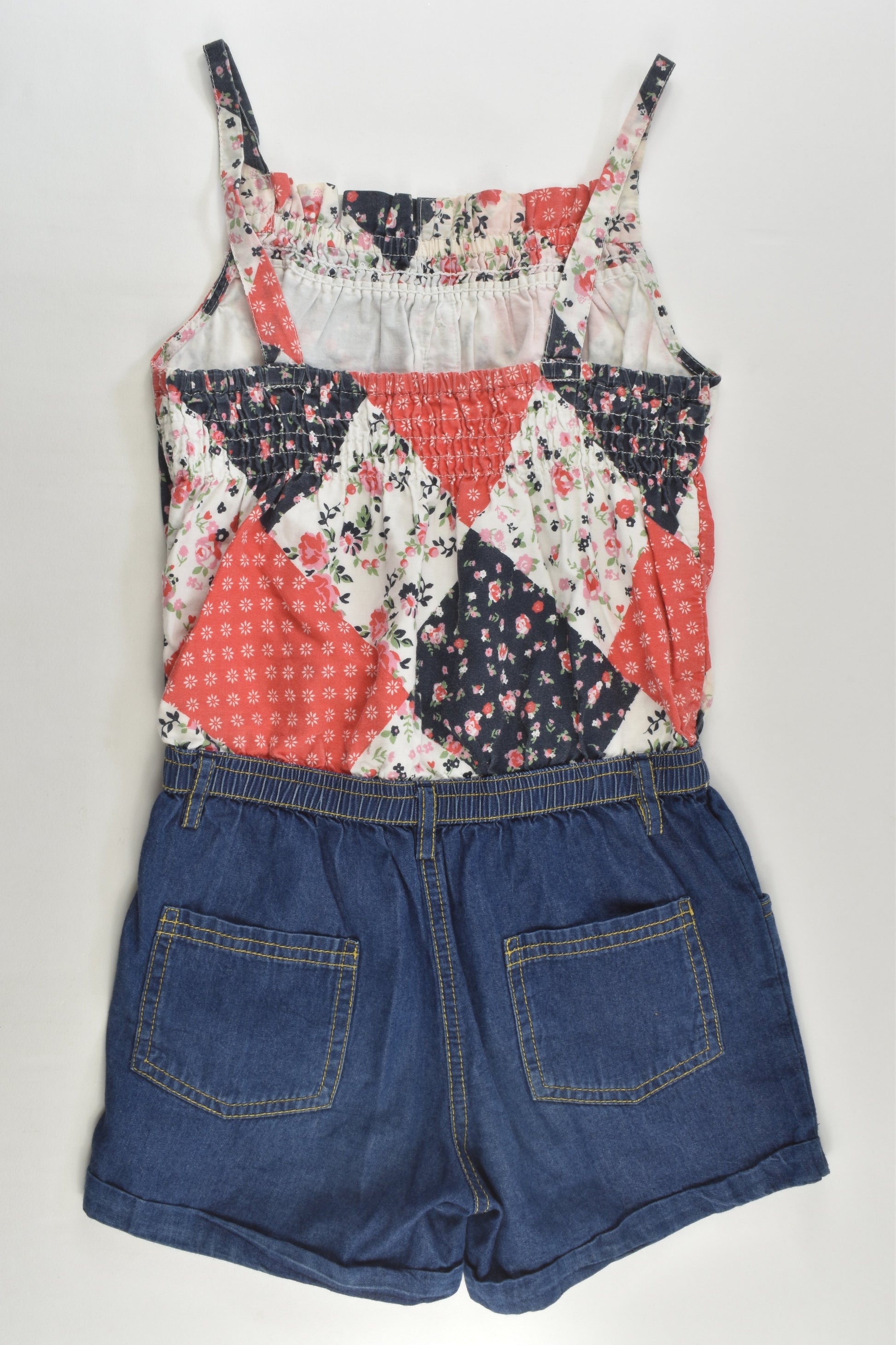 Nutmeg Size 6-7 Denim/Floral Bodysuit