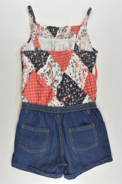 Nutmeg Size 6-7 Denim/Floral Bodysuit