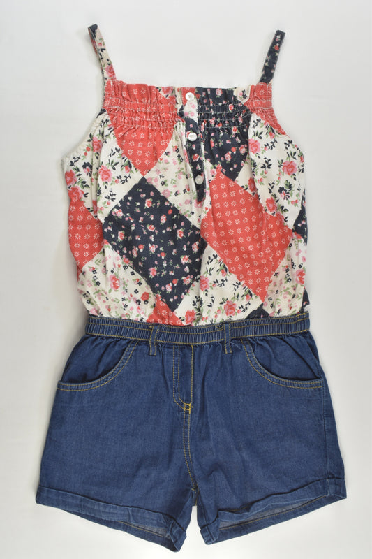 Nutmeg Size 6-7 Denim/Floral Bodysuit