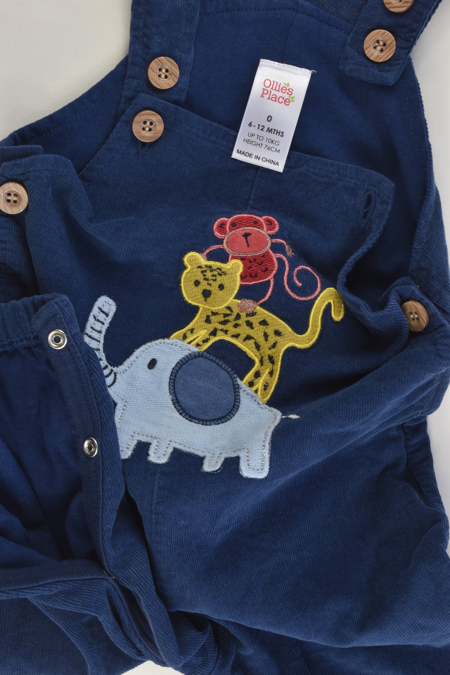 Ollie's Place Size 0 Animals Soft Lined Cord Overalls
