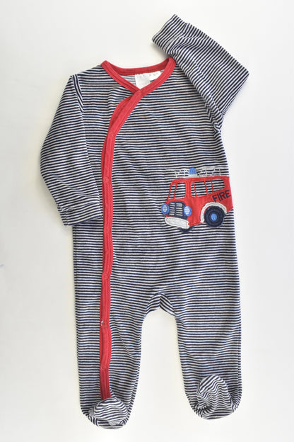 Ollie's Place Size 0 Fire Engine Footed Velour Romper
