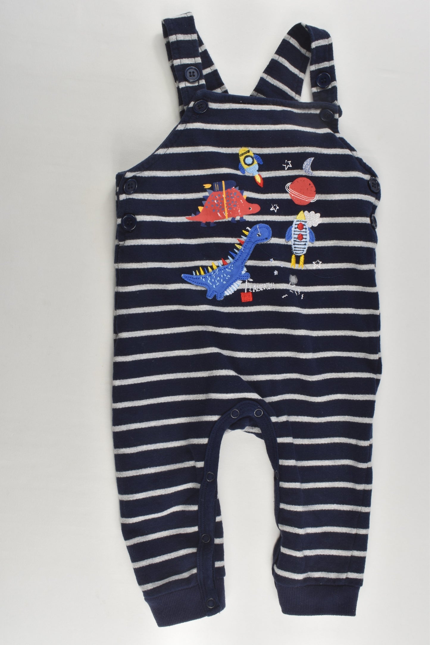 Ollies Place Size 0 Striped Dinosaur Overalls