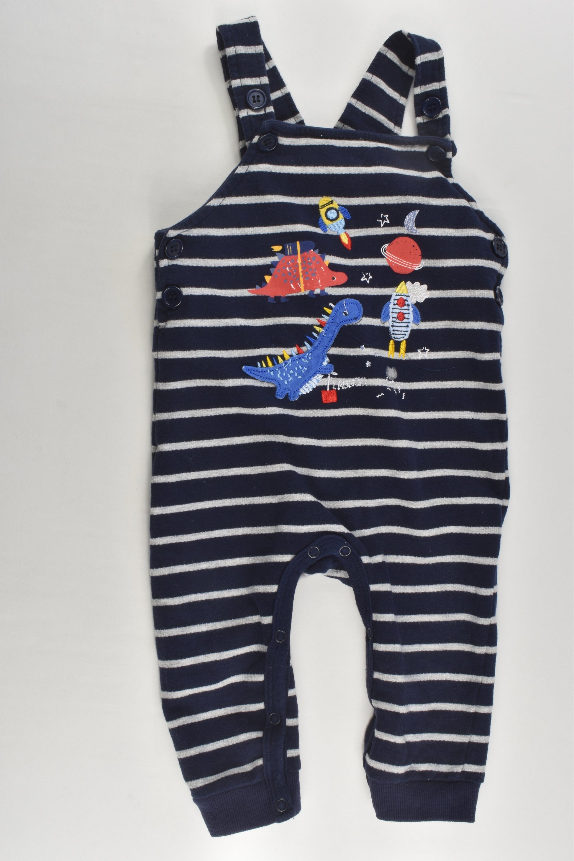 Ollies Place Size 0 Striped Dinosaur Overalls