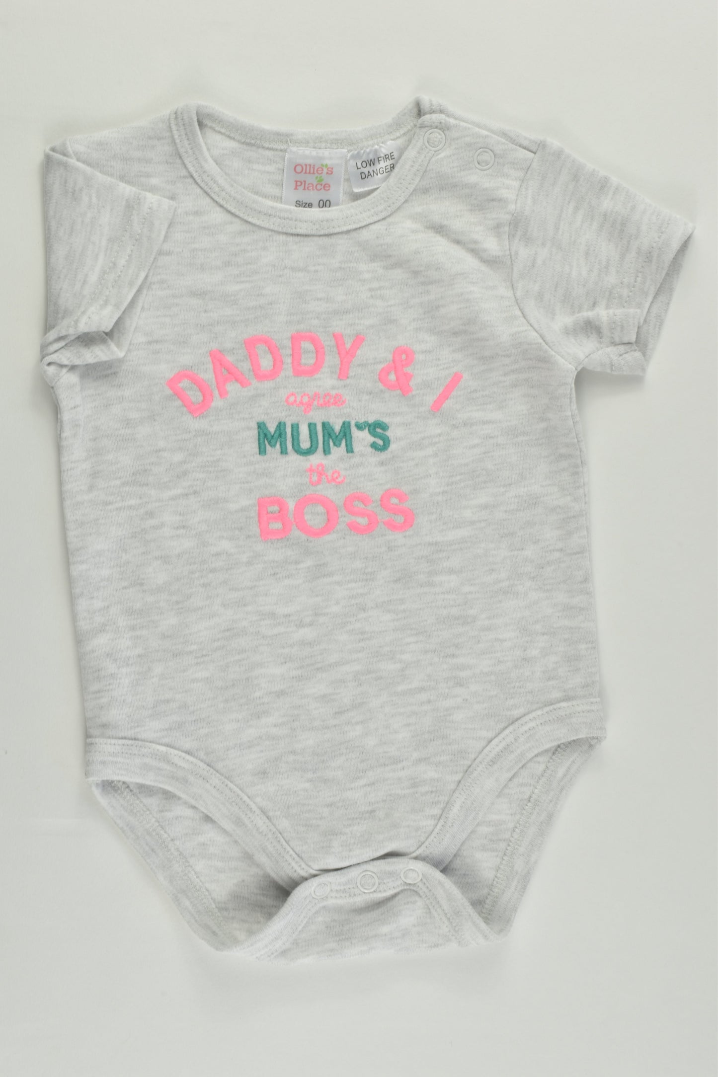 Ollie's Place Size 00 (3-6 months, 68 cm) 'Daddy & I Agree Mum's The Boss' Bodysuit