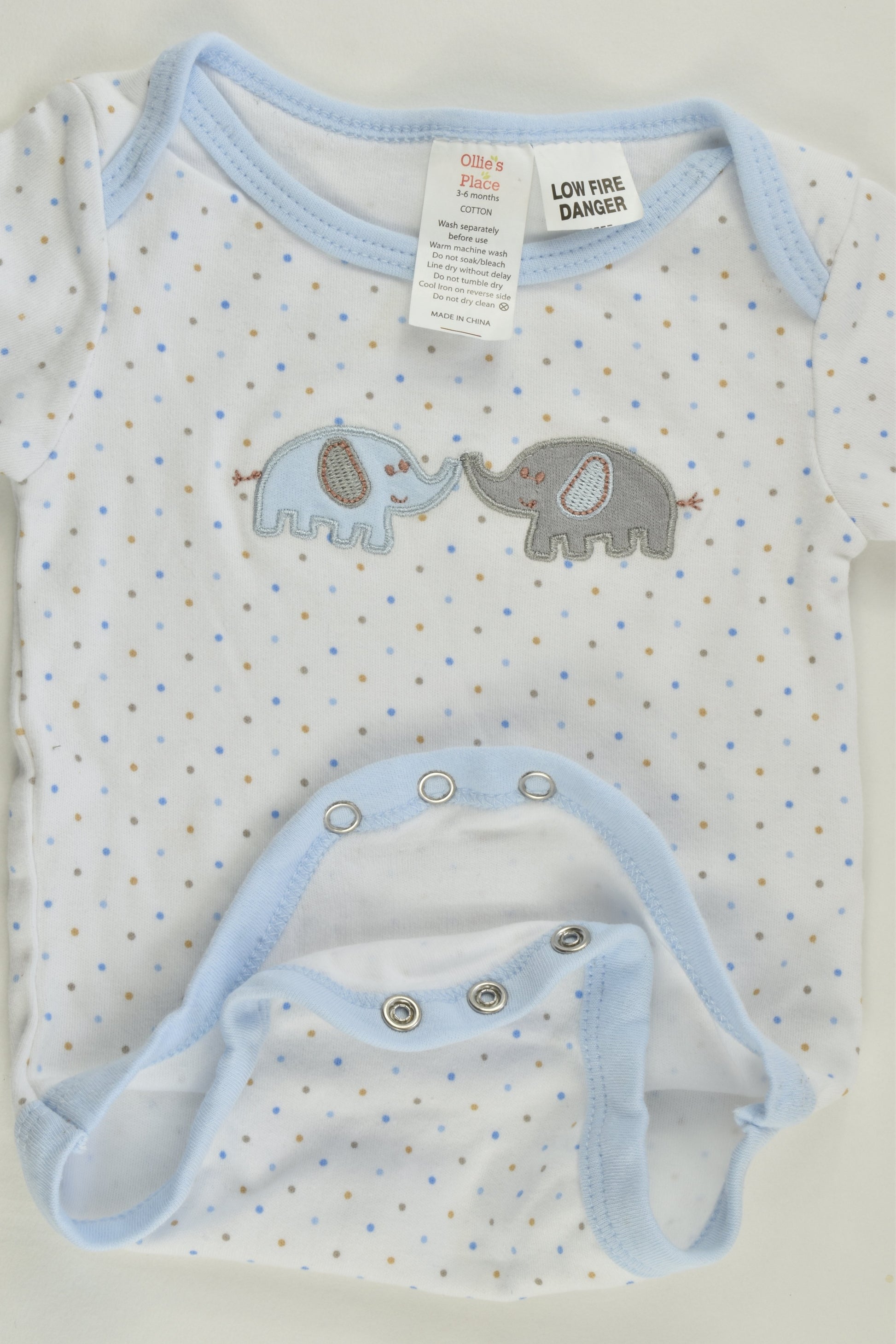 Ollie's Place Size 00 Elephants Bodysuit
