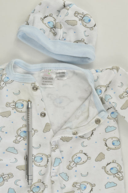 Ollie's Place Size 000 Bear Footed Romper and Beanie
