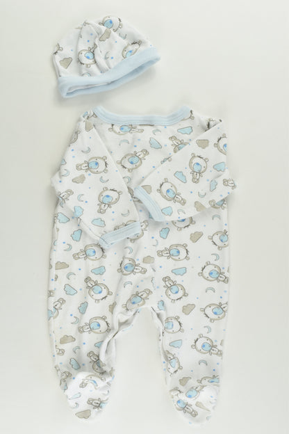 Ollie's Place Size 000 Bear Footed Romper and Beanie