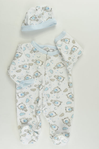 Ollie's Place Size 000 Bear Footed Romper and Beanie