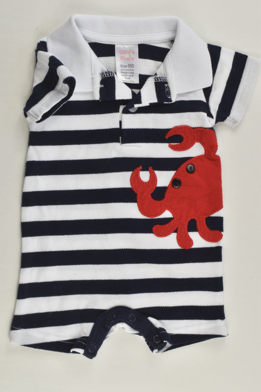 Ollie's Place Size 000 Crab Polo Short Romper