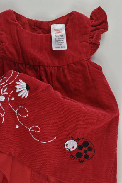 Ollie's Place Size 000 Lined Ladybird Cord Dress