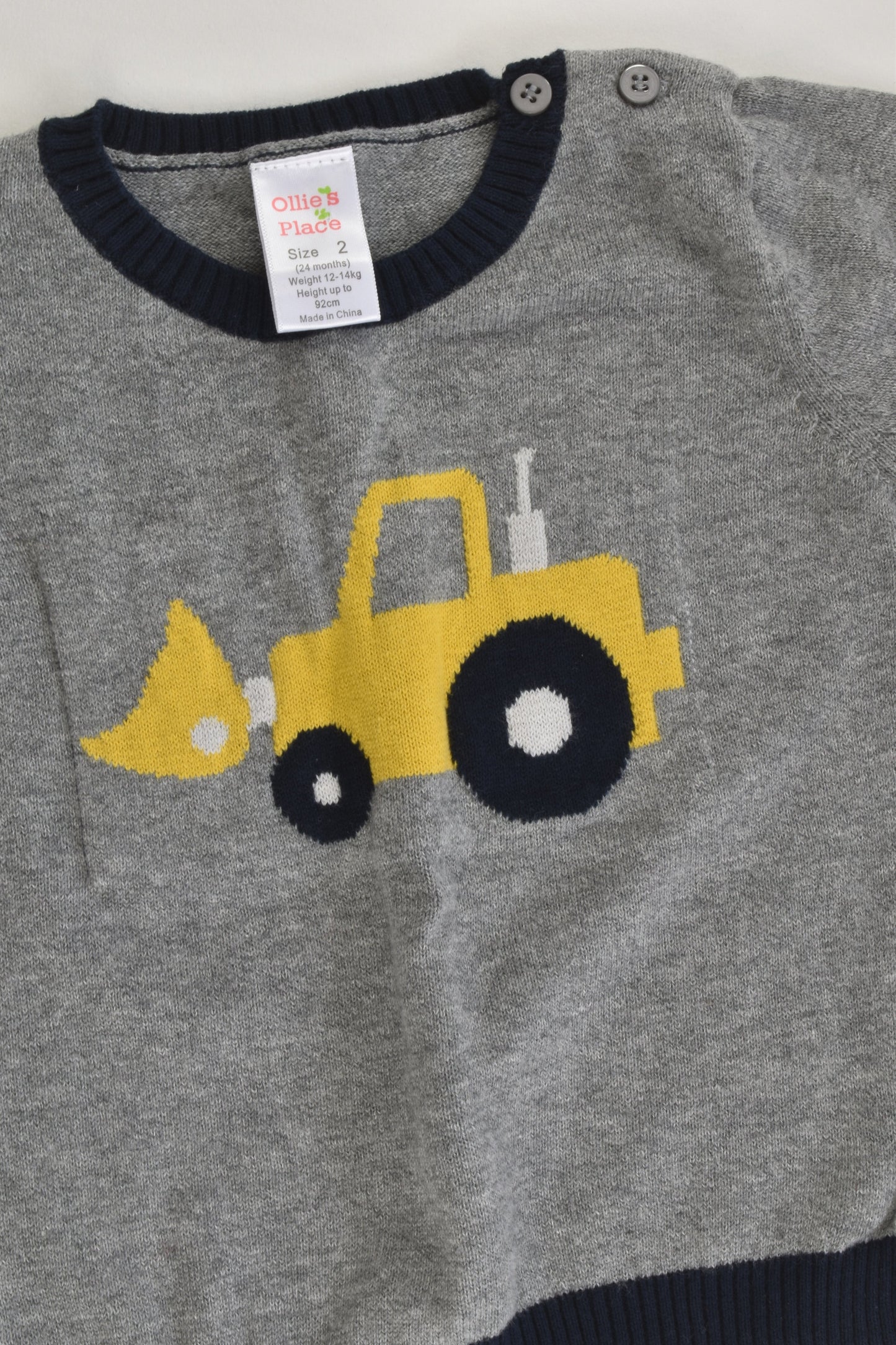 Ollie's Place Size 2 Vehicle Knitted Jumper