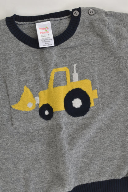 Ollie's Place Size 2 Vehicle Knitted Jumper