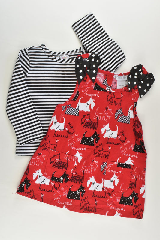 Ollies's Place Size 1 Dogs and Stripes Outfit