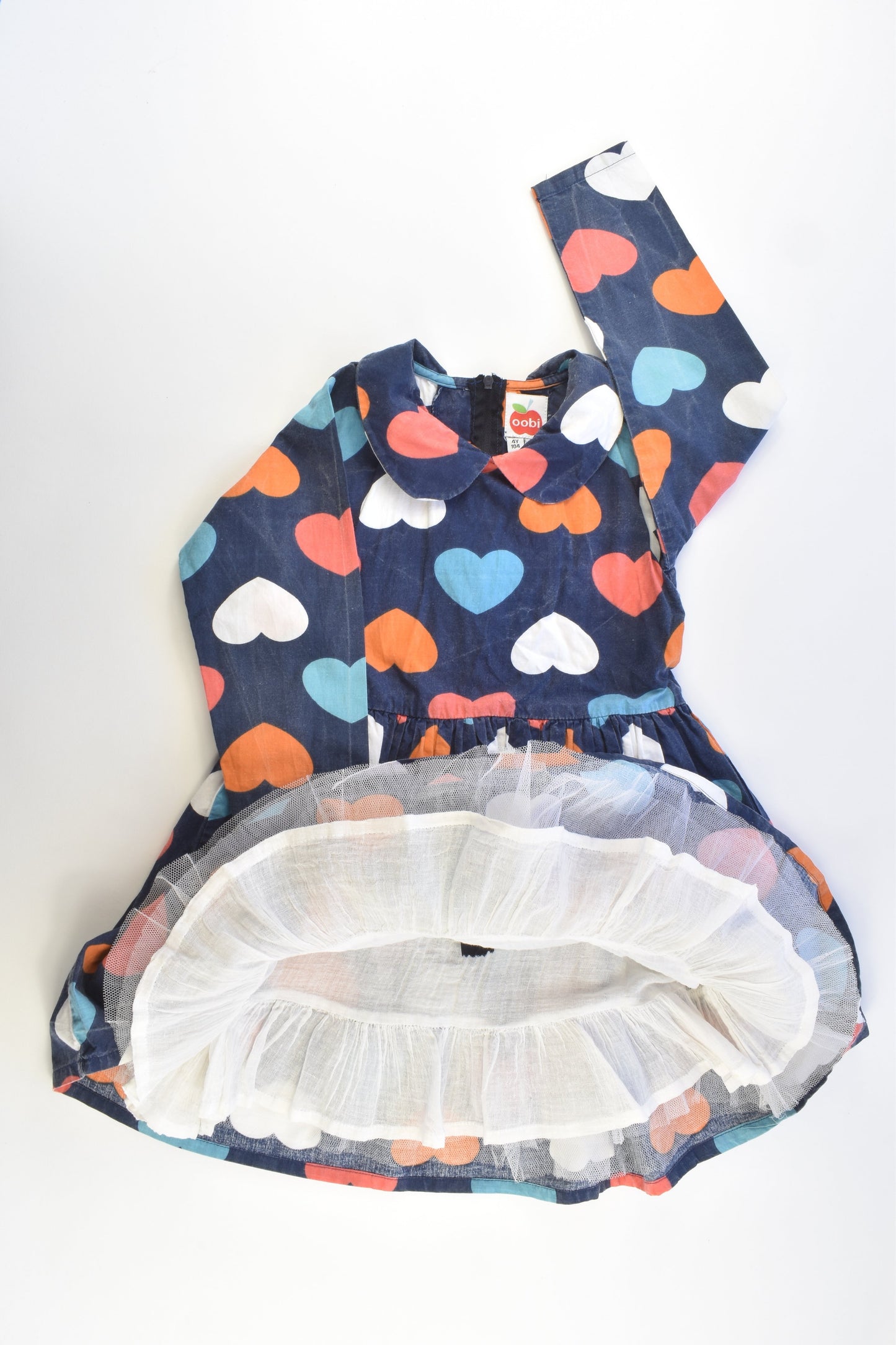 Oobi (Australia) Size 4 (104 cm) Lined Love Hearts Dress with Tulle