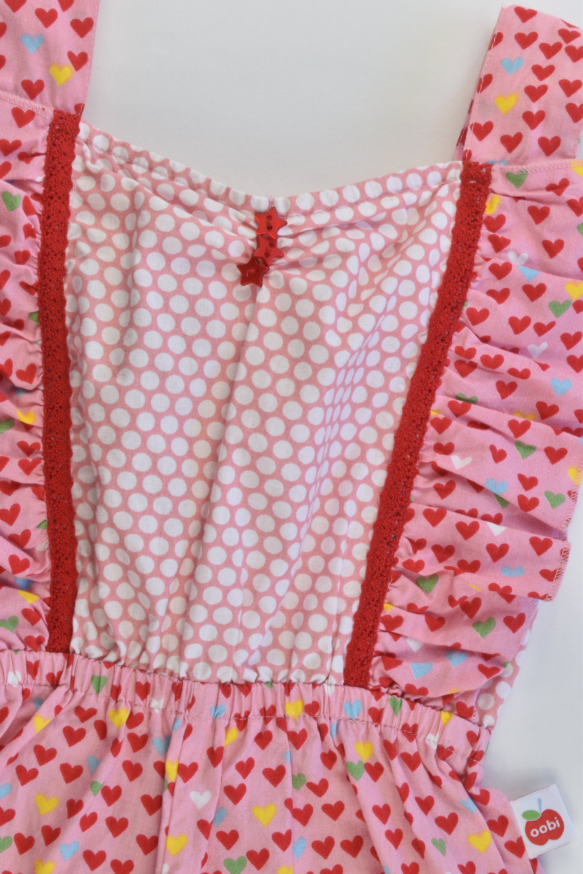 Oobi Size 3 Polka Dots and Love Hearts Playsuit
