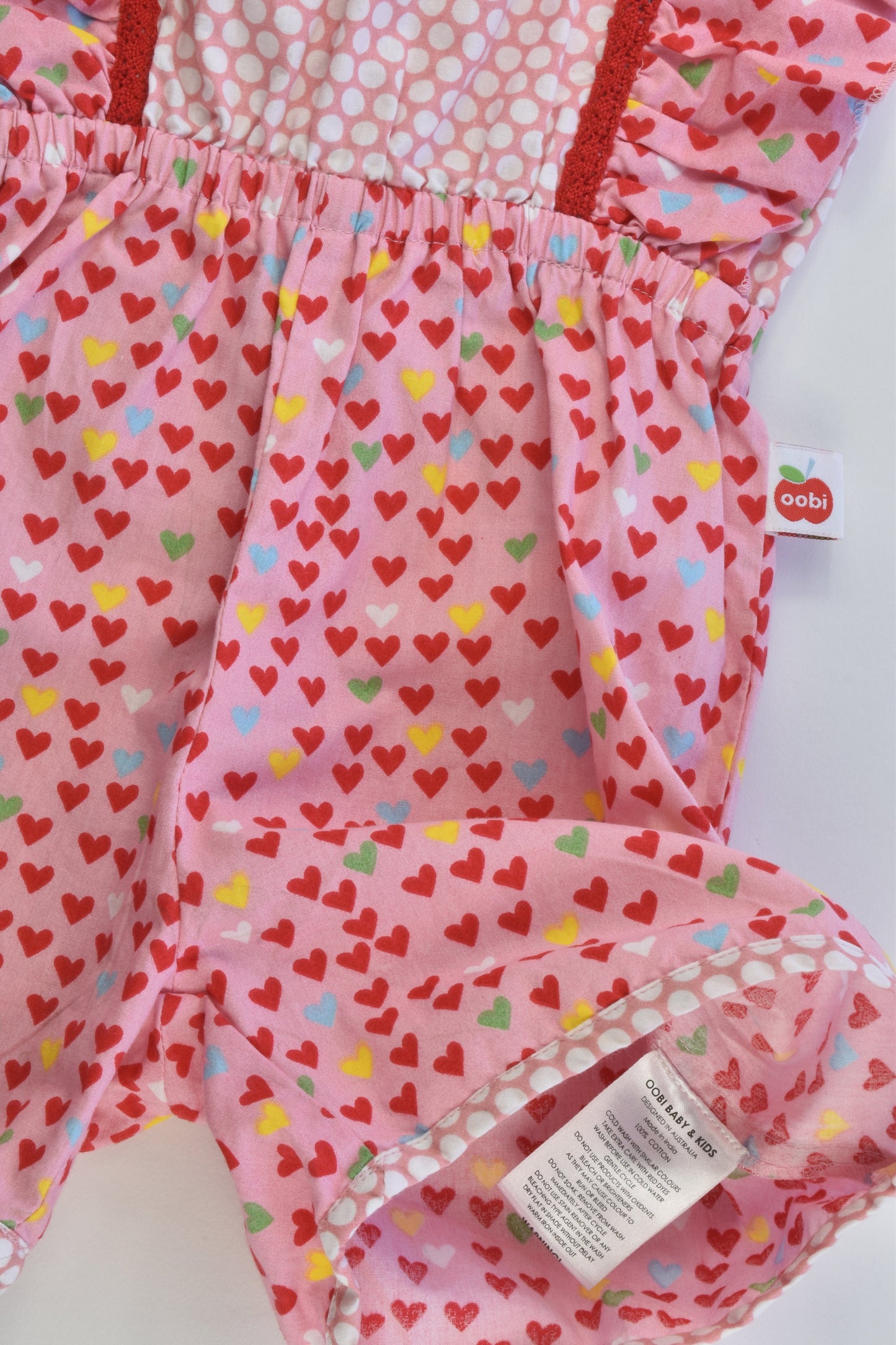 Oobi Size 3 Polka Dots and Love Hearts Playsuit