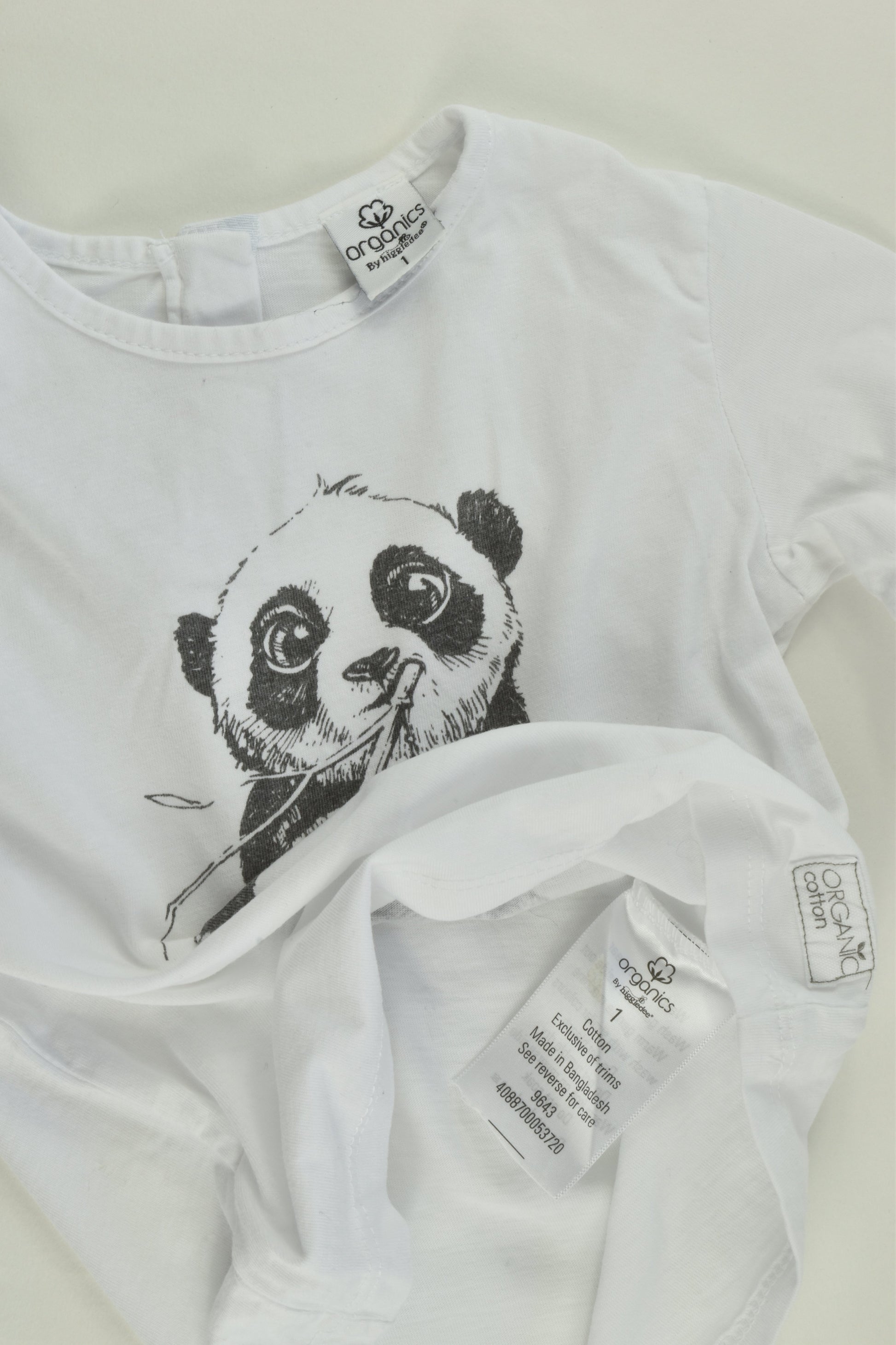 Organics by Higgledee Size 1 Panda Top