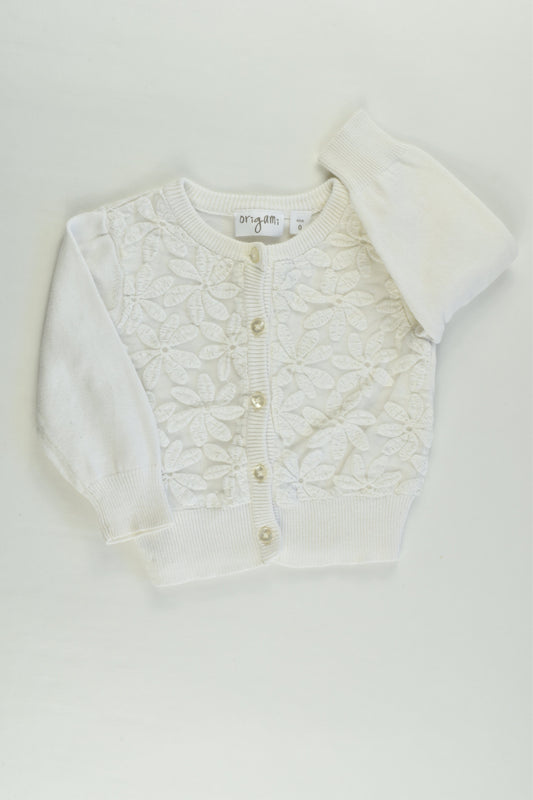 Origami Size 0 Cardigan with Lace Flowers