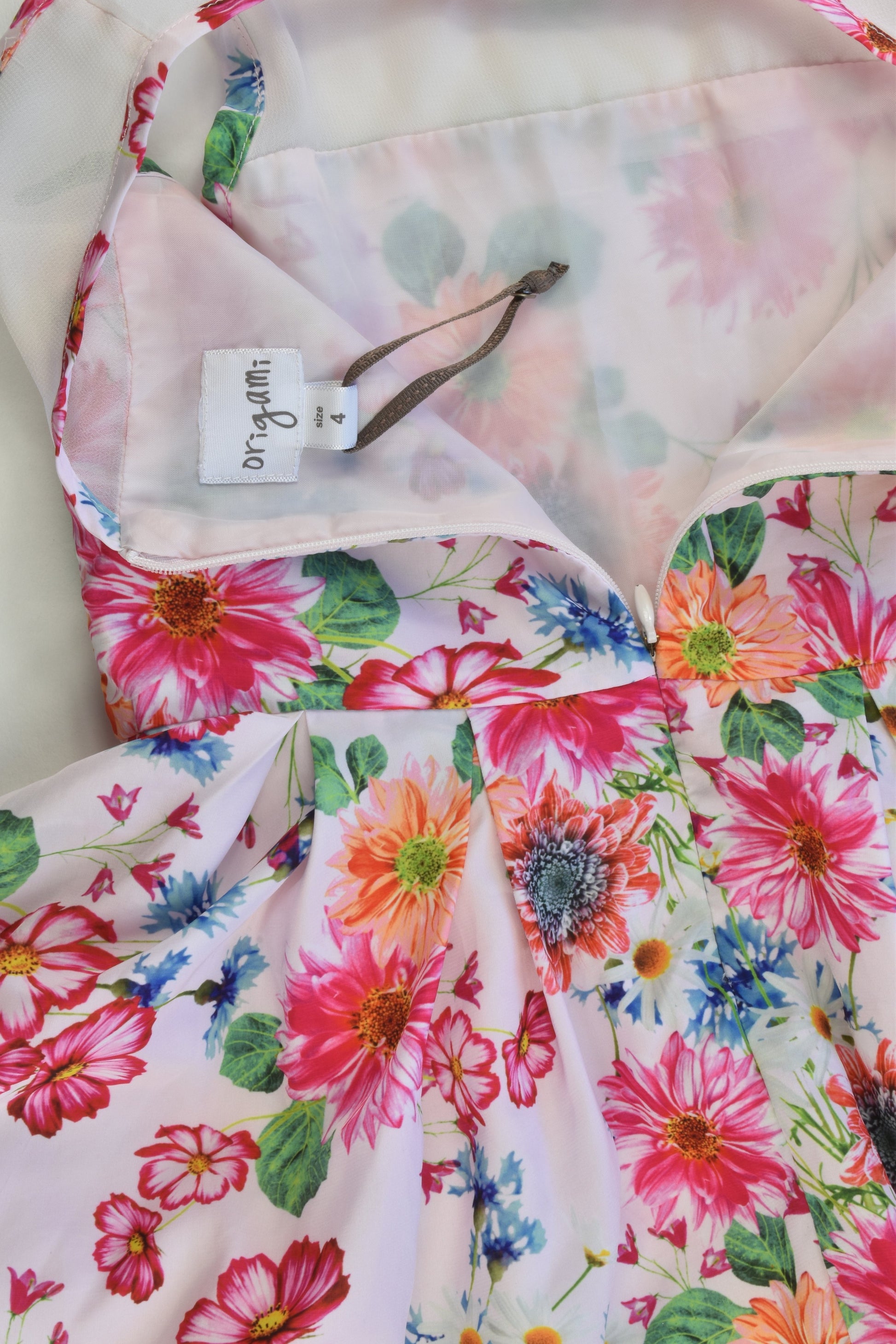 Origami Size 4 Floral Lined Dress