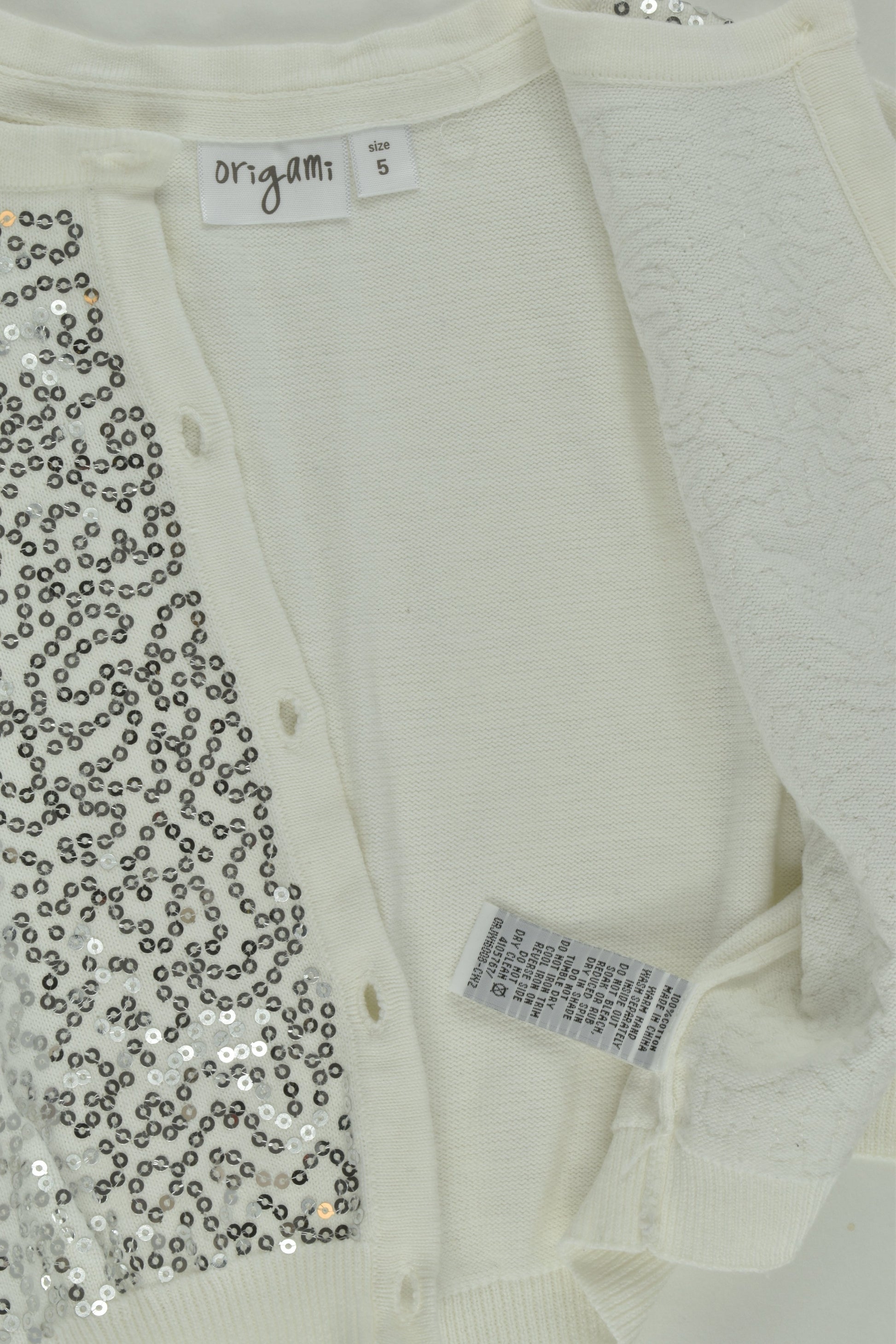 Origami Size 5 Cardigan with Silver Sequins