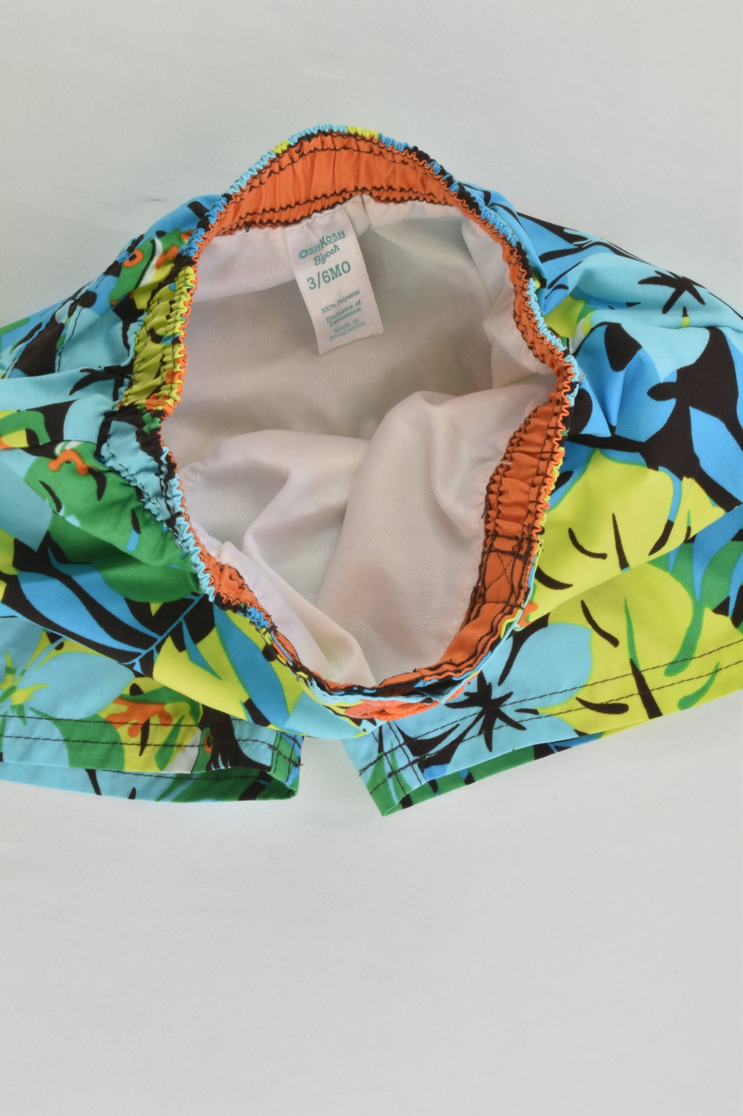 OshKosh Size 00 (3/6 months) Frogs Board Shorts with Inbuilt Nappy Lining