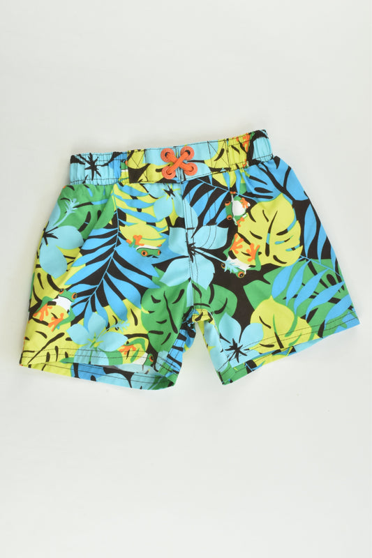 OshKosh Size 00 (3/6 months) Frogs Board Shorts with Inbuilt Nappy Lining
