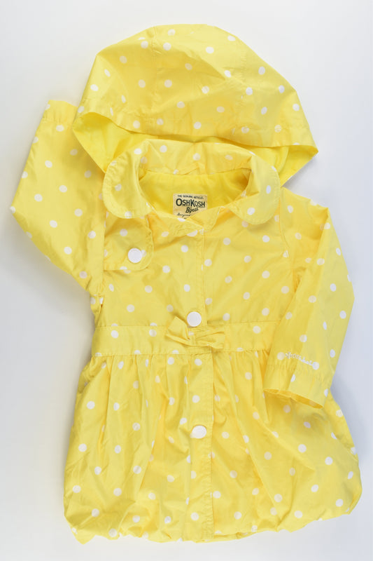 OshKosh Size 2 Yellow Dotted Hooded Rain Jacket