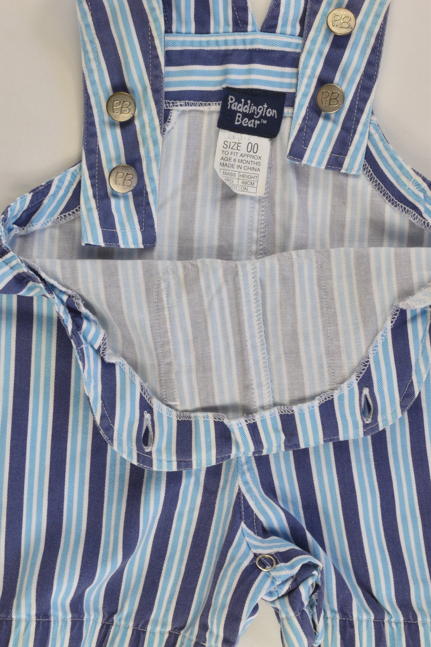 Paddington Bear Size 00 Short Striped Overalls