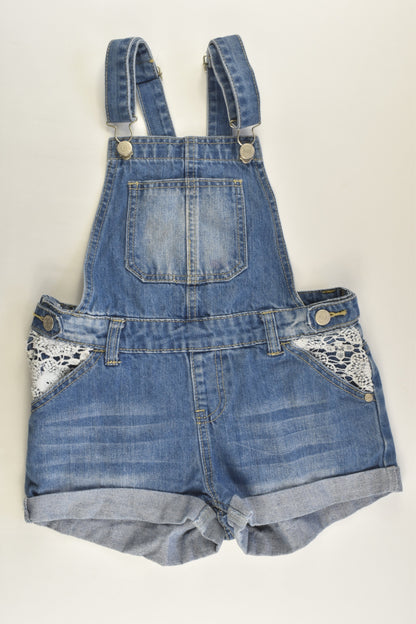 Pavement Size 10 Short Denim Overalls with Lace Detail