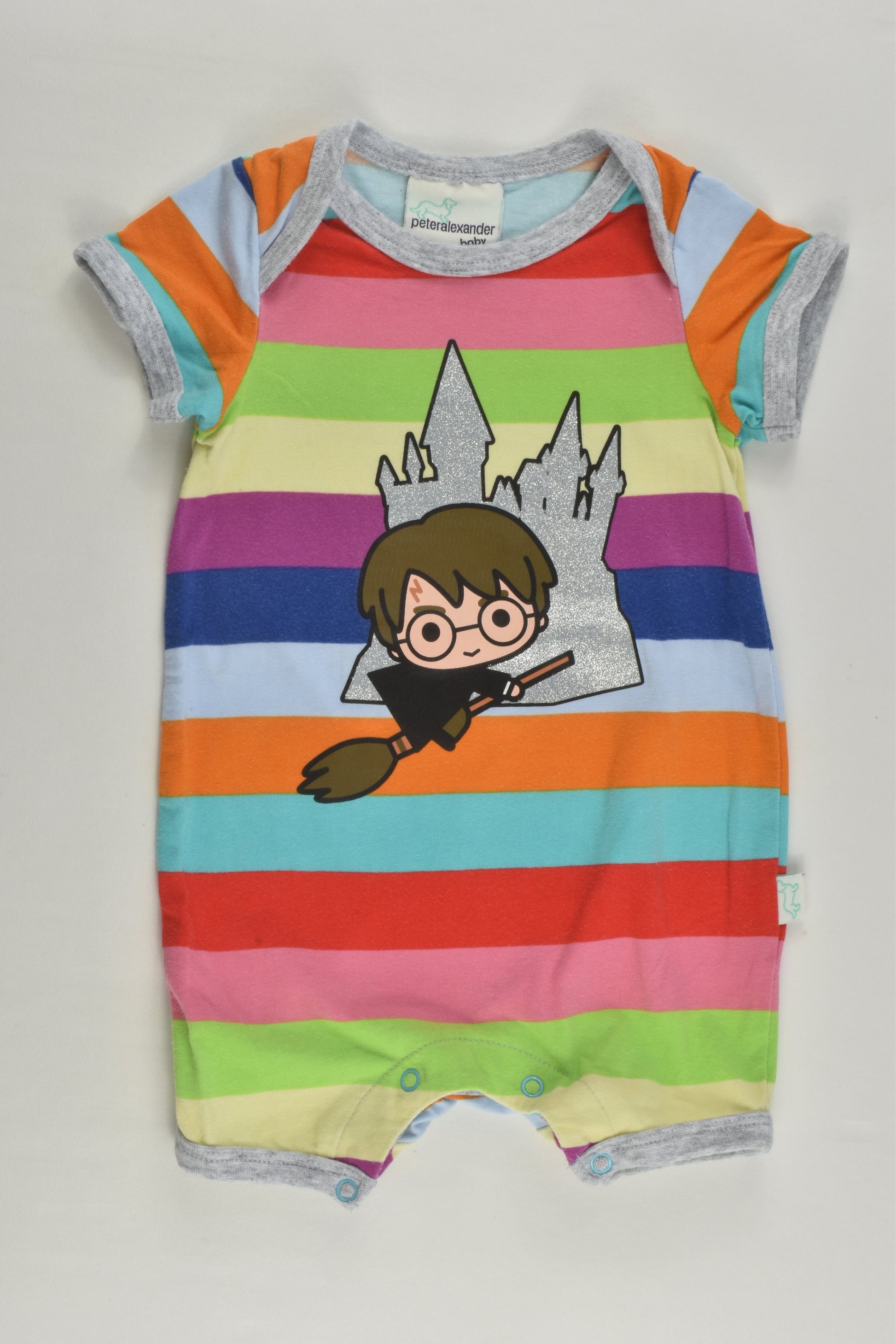 Peter Alexander Size 000 (0/3 months) Rainbow Stripes Harry Potter Short Romper