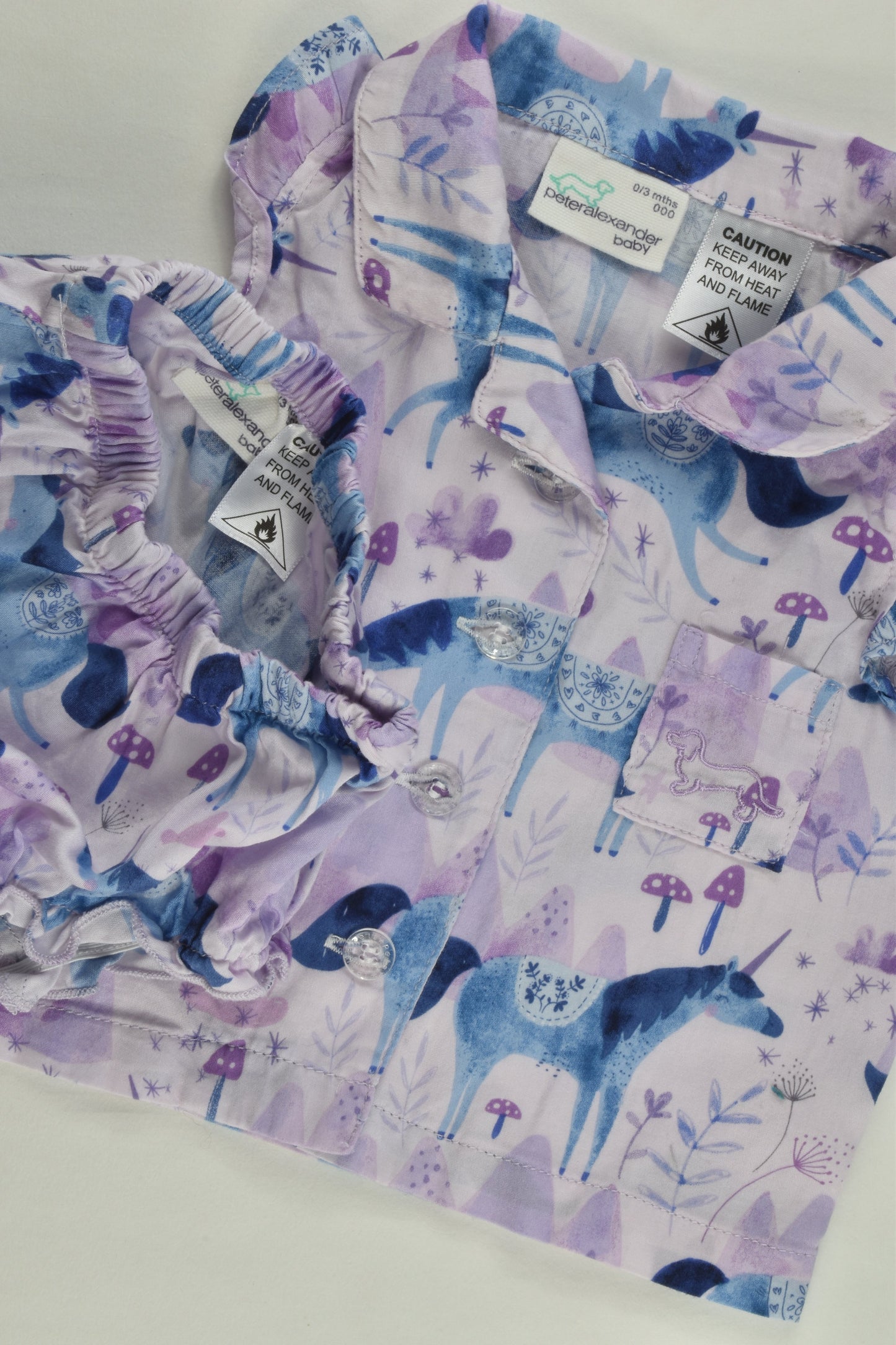 Peter Alexander Size 000 Unicorn Pyjamas