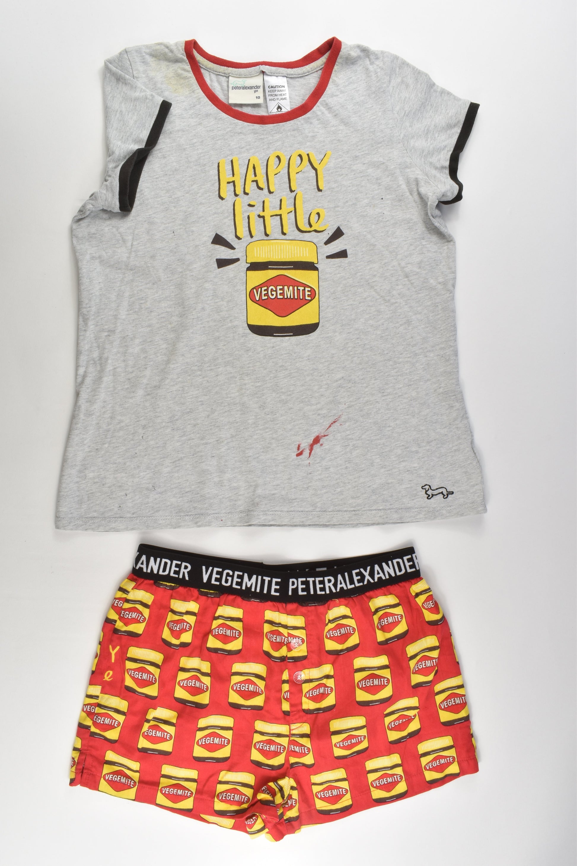 Peter Alexander Size 10-12 'Happy Little Vegemite' Pj Set