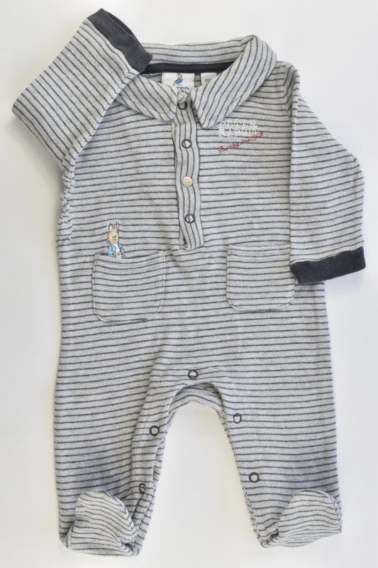 Peter Rabbit Size 000 Striped Collared Footed Romper