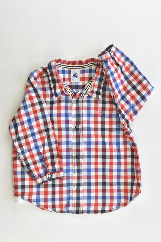 Petit Bateau (France) Size 0-1 (18 months, 81 cm) Checked Collared Shirt