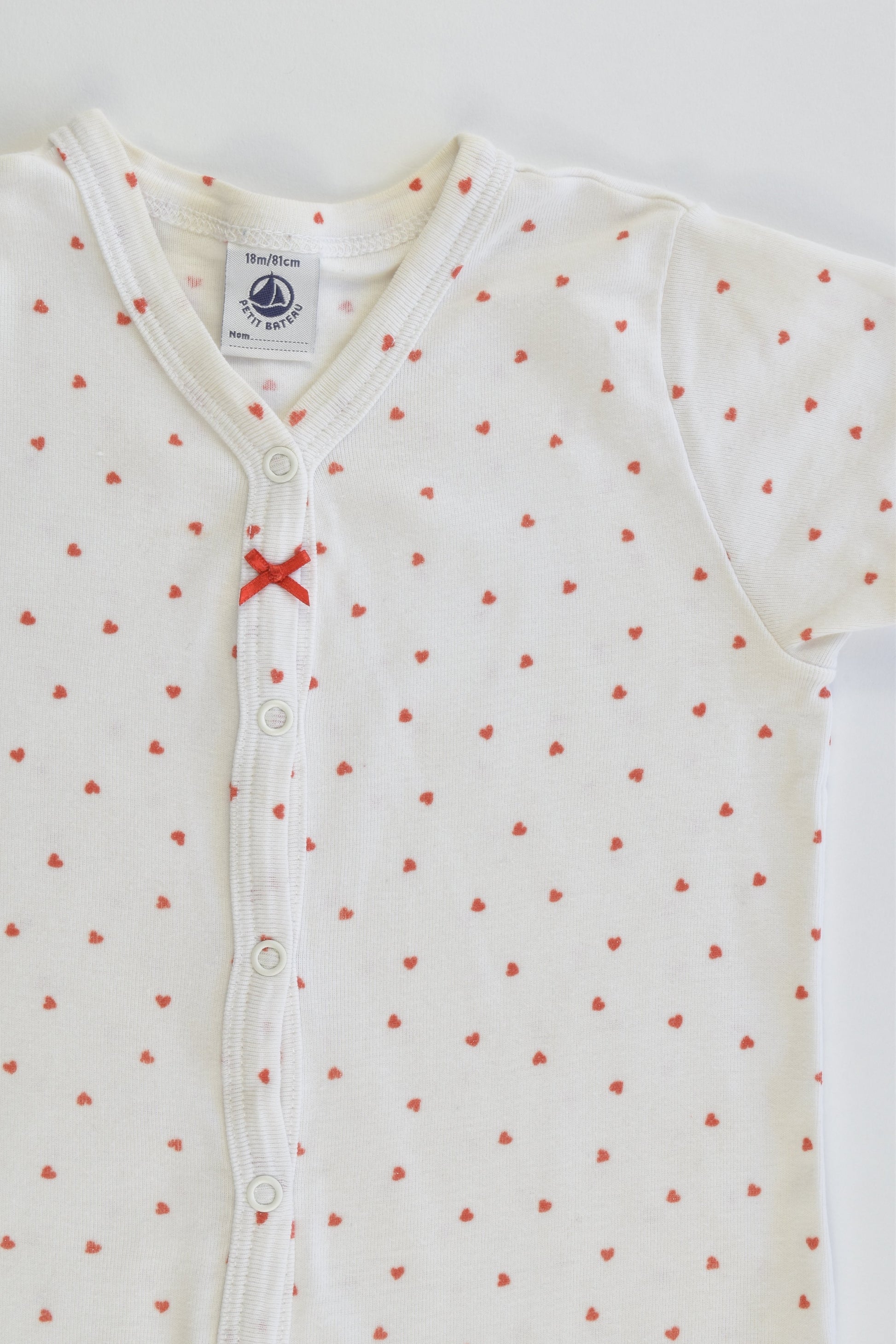 Petit Bateau (France) Size 0-1 (18 months, 81 cm) Love Hearts Short Romper